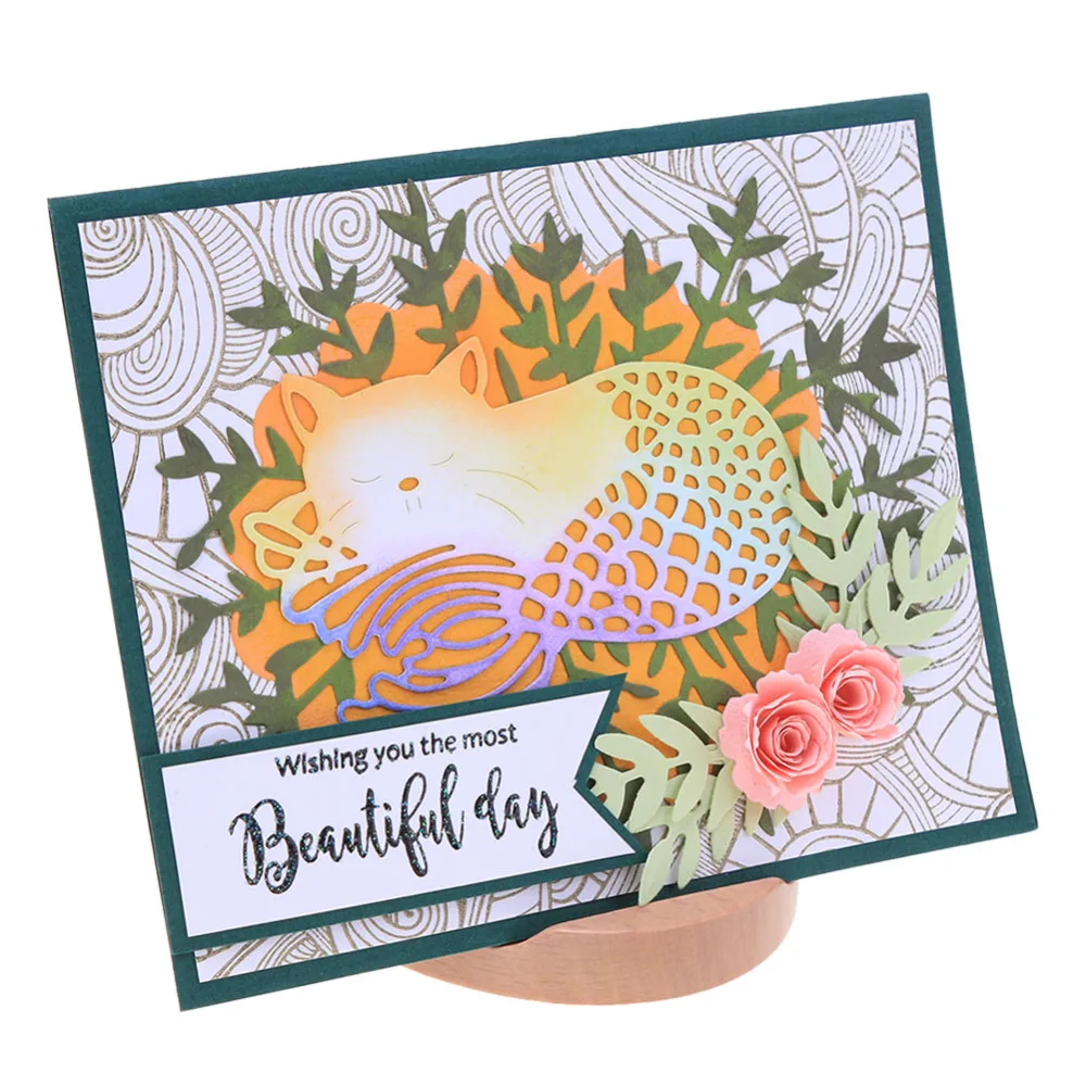 

Cute Lazy Kitten Metal Cutting Dies Stencil for DIY Scrapbooking Photo Album Embossing Paper Cards Decorative Crafts Die Cuts