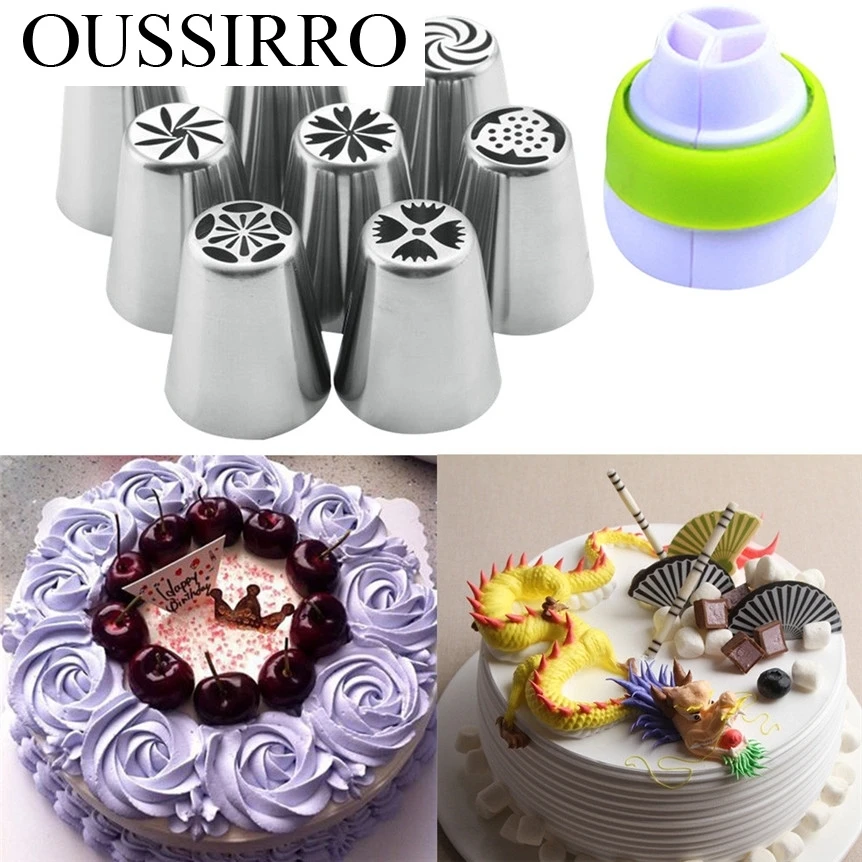 

OUSSIRRO lovely pet 8pcs/Set Russian Tulip Flower Icing Piping Nozzles Cake Decor Tips Baking Tools