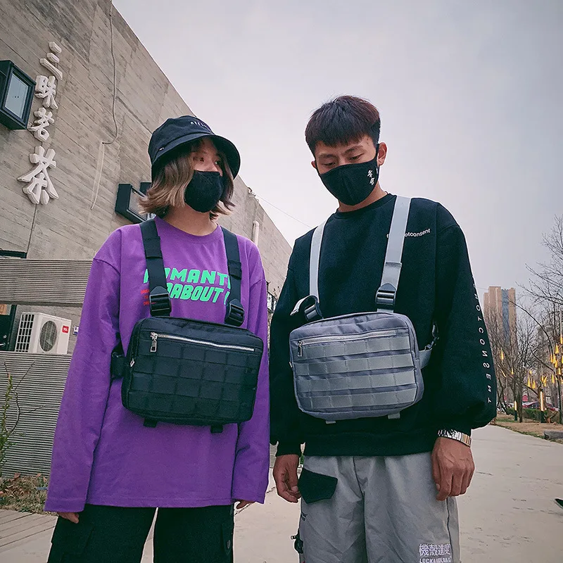 

Chest Rig Bags Adjustable Tactical Pocket Hip Hop Streetwear Functional Tactical Breast Bag Cross Shoulder Bag Kanye West 2019