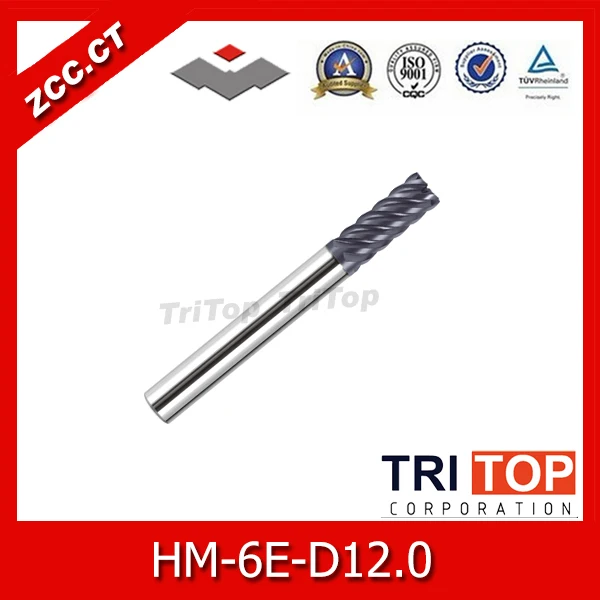 

high-hardness steel machining series 68HRC ZCC.CT HM/HMX-6E-D12.0 Solid carbide 6-flute flattened end mills with straight shank