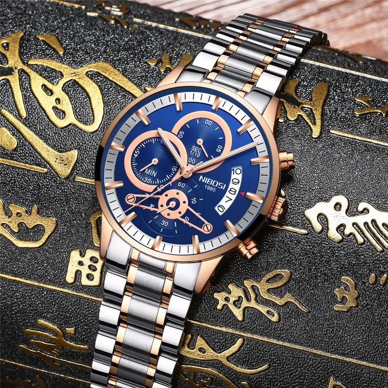 

NIBOSI Mens Business Watches Top Brand Luxury Chronograph Watches Full Steel Casual Quartz Watch Dropshipping Relogio Masculino