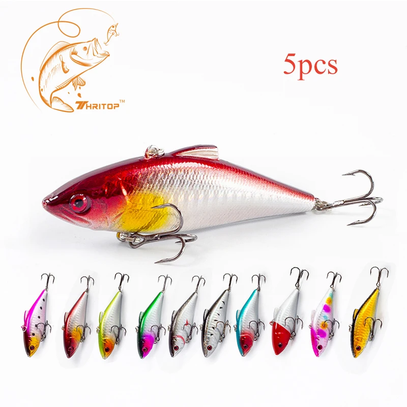 

Thritop 5pcs New Fishing Tools Professional VIB Bait 85mm 14g Hot Item 10 Different Colors for Option TP020 Hard Fishing Lure
