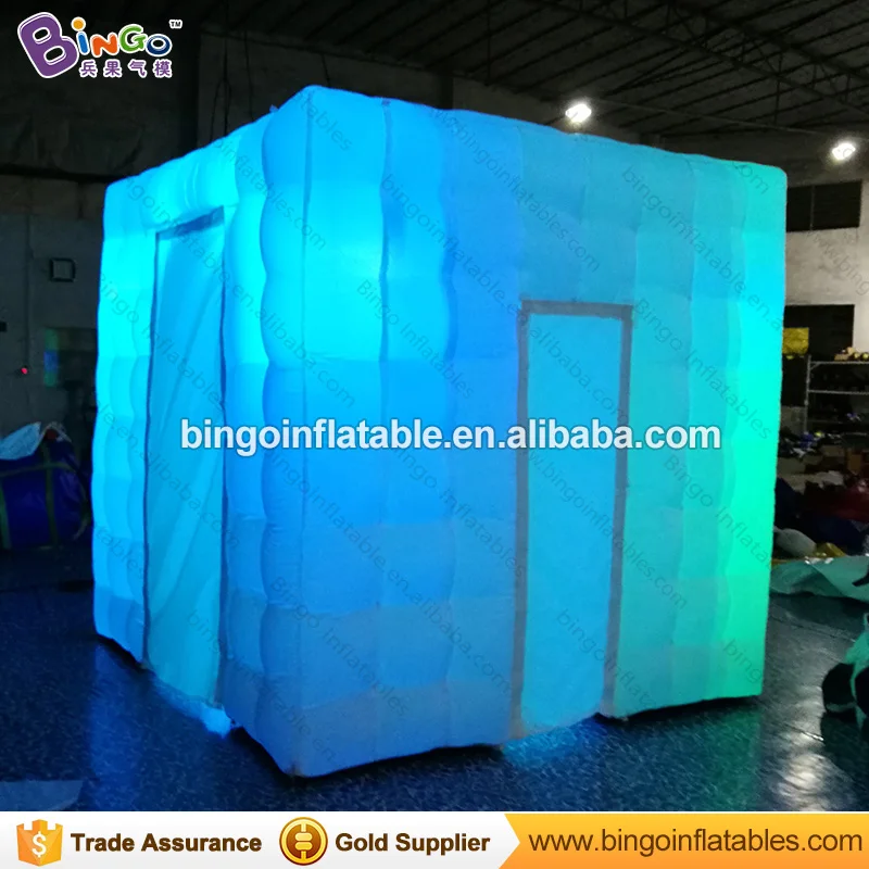  Free Shipping white Inflatable Photo Booth Tent with LED strips lights 8ftx8ftx8ft nylon garden cub
