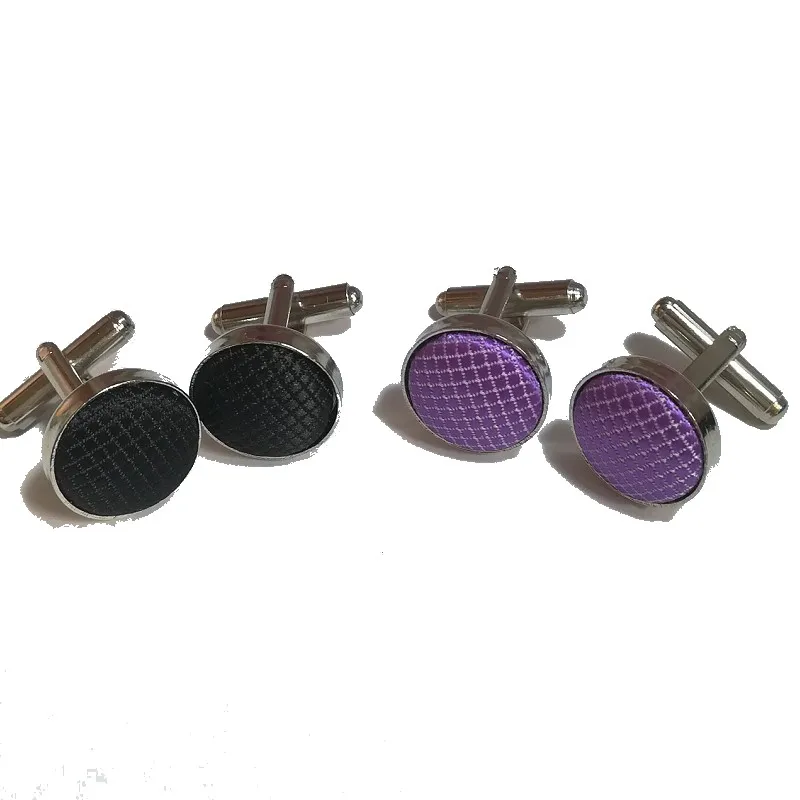 

man's cuff link fashion round cufflinks plaid sleeve button french cuff metal cloth Buckle