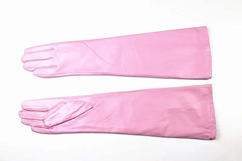 2018 новые длинные кожаные перчатки Для женщин овчины разнообразие Цвета моноблок внутри теплые длинные кожаные перчатки Бесплатная