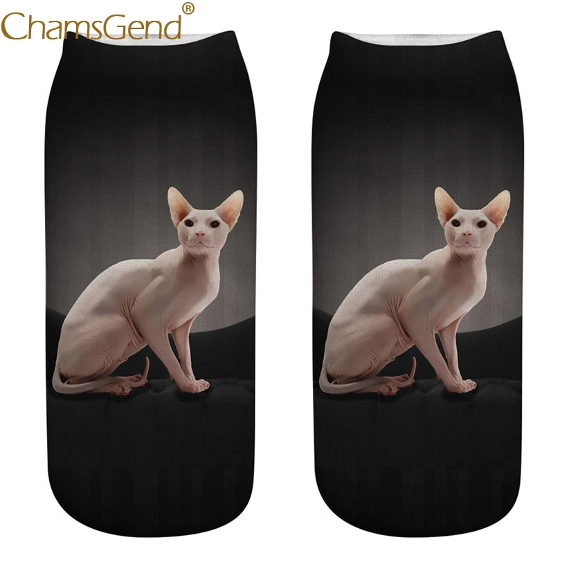 

Chamsgend Drop Shipping Sphynx Cat 3D Print Socks Women Comfortable Short Socks 80313