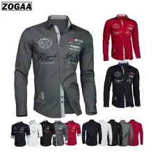 Мужские рубашки больших размеров, рубашки с буквенным принтом и длинными рукавами с отложным воротником, хлопковые повседневные рубашки с длинным рукавом и принтом