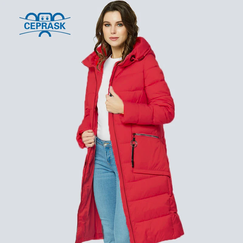 CEPRASK 2018 High Quality Winter Jacket Parkas Women Plus Size Long Fashionable Women's Winter Coat Hooded Warm Down Jackets