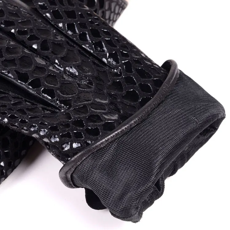 Новые женские короткие перчатки из натуральной кожи с блестящей черной козьей кожей в стиле панк и рок