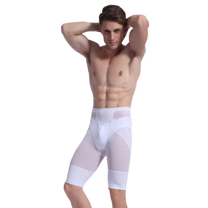Новое мужское средство для похудения модные Формирующие брюки фитнес брюки Корректирующее белье для мужчин M/L оптом MP339 - Цвет: Белый