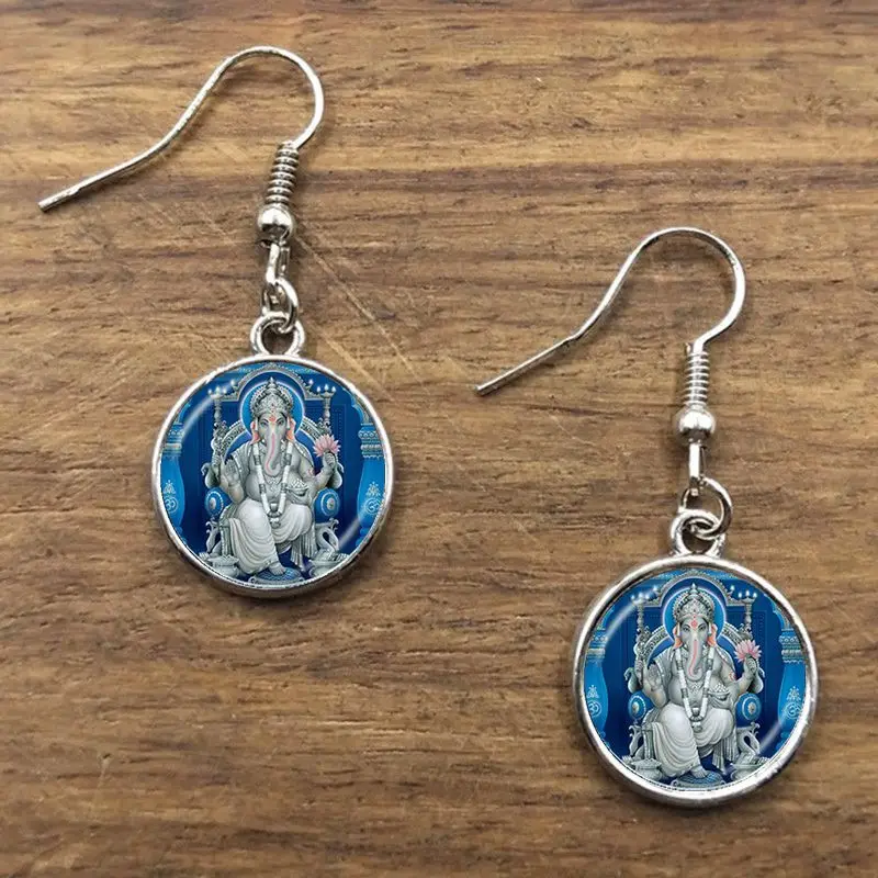 

Lord Ganesh Ganesha Earrings God of Fortune Pendant Hindu Elephant Earrings Buddha Meditation Spiritual Jewelry Earrings