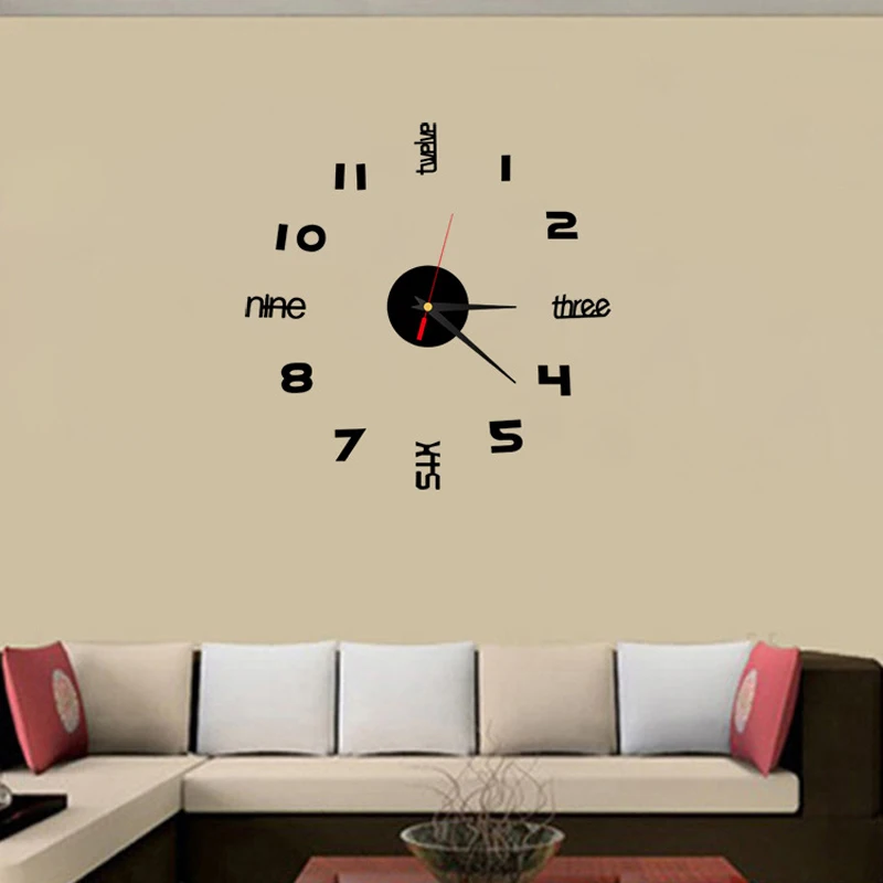 brief creative clock design wall stickers home decoration 3d acrylic crystall wall sticker for living room - Designer Wall Stickers brief creative clock design wall stickers home decoration 3d acrylic crystall wall sticker for living room - Designer Wall Stickers