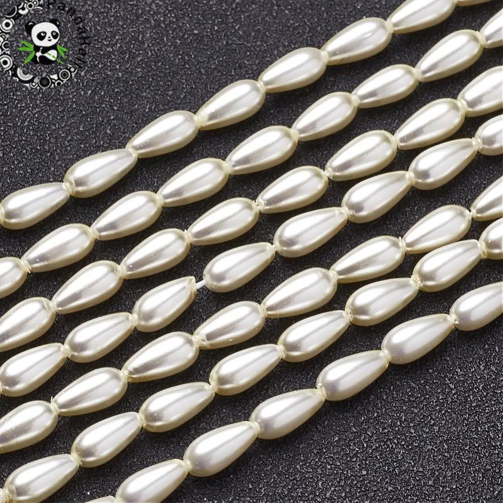 

Drop Shaped Painted Glass Pearl Beads White 8x4.5mm For DIY Jewelry Accessories Finding Making Necklaces Bracelets Anklets