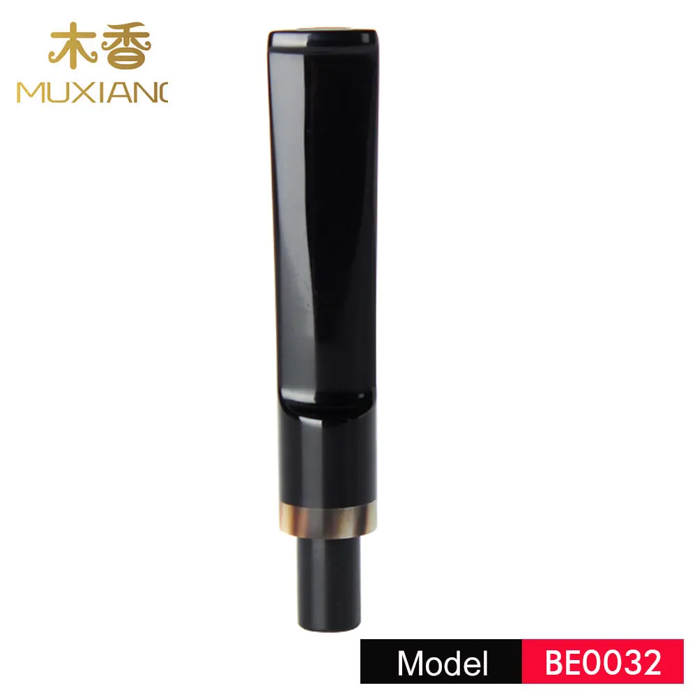 

Ru-Black Staight Pipe Stem Acrylic Smoking Mouthpiece with Horn Ring fit for 9mm filter smkoing tobacco pipe be0132
