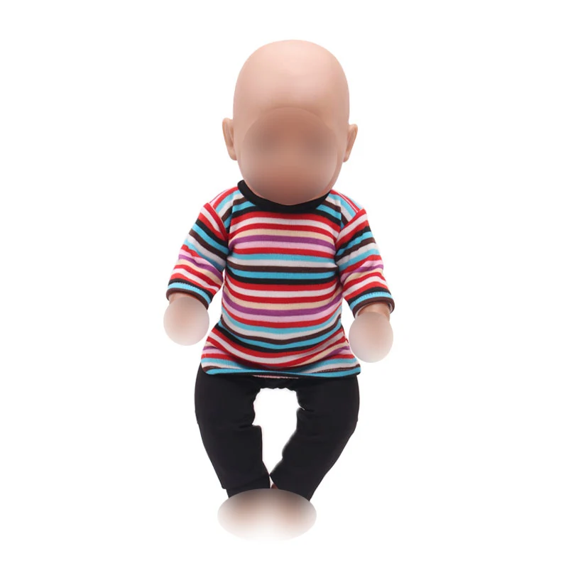 Куклы cothes 43 см, baby кукольная Пижама Красочный Полосатый повседневный комплект fit 18 сапоги с меховой отделкой для девочек Аксессуары f162