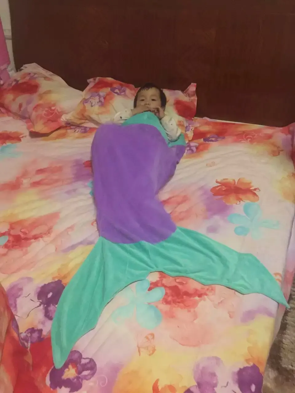 Фланелевое детское одеяло для сна с русалочкой, удобная переносная покрывала с акулами, Детский костюм-кокон - Цвет: purple