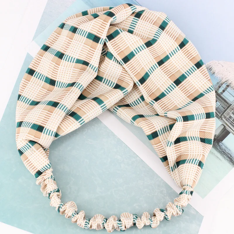 

Vintage Striped Elastic Headbands For Women Summer Design Wide Turban Ceinture Cabellera Female Yoga Hair Accessories Headwear