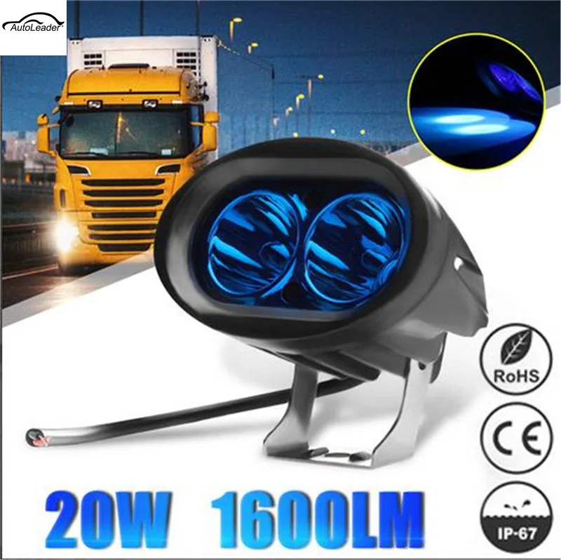 Autoleader LED Forklift Truck Safety Work Spot Light Blue Warning Lamp Auto 20W 9-60V IP67 Warning Lamp For Tractor OffRoad