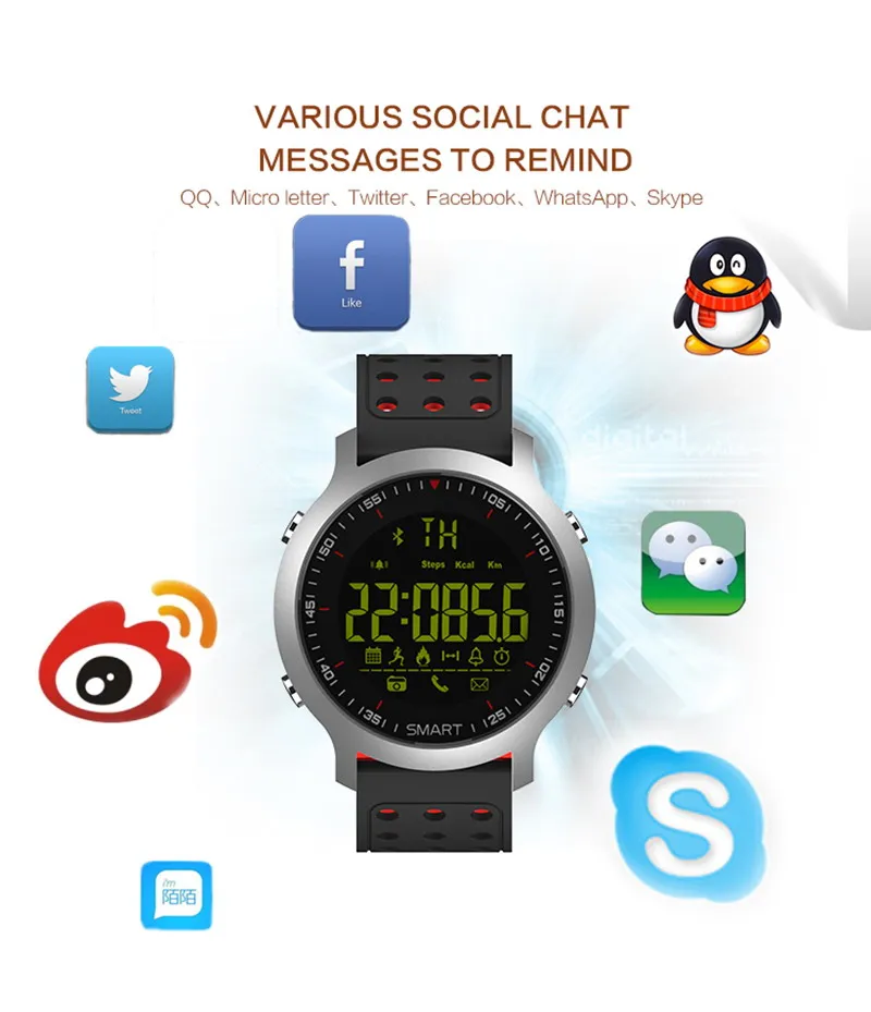 SMARCENT EX18 Smart Watch 5ATM Water Resistant Bluetooth 4.0 Call SMS Reminder Pedometer Sleep Monitor Compatibie Android iOS SMARCENT EX18 Smart Watch 5ATM Water Resistant Bluetooth 4.0 Call SMS Reminder Pedometer Sleep Monitor Compatibie Android iOS