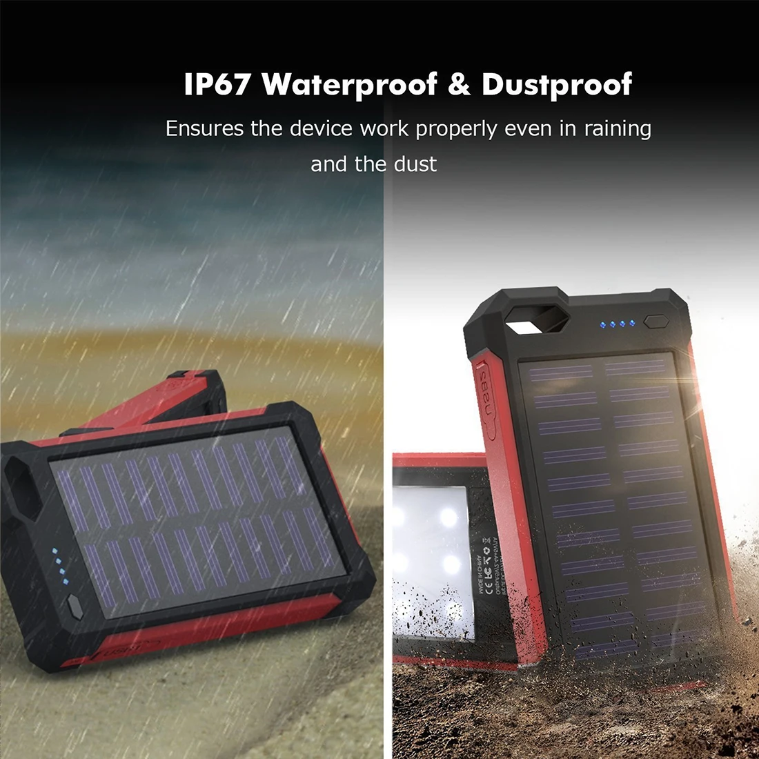 

20000mAh High Capacity Solar Battery Portable Charger Dual USB External Battery Long Lasting for Mobile Phone Solar