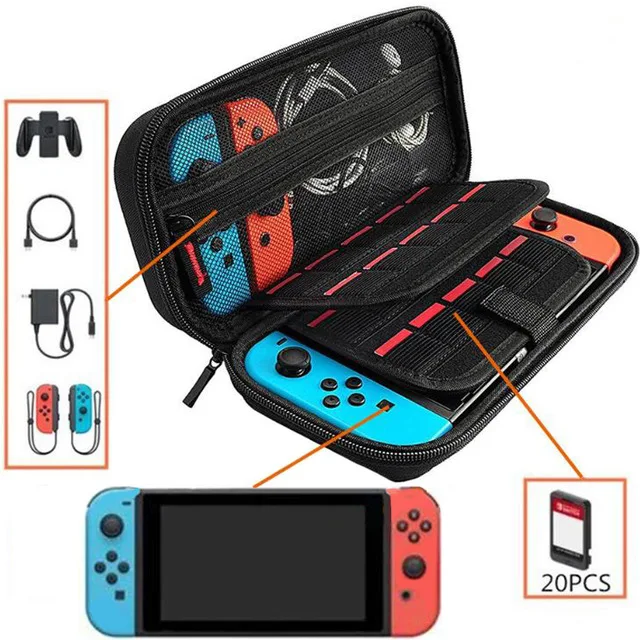 

TIMEOWNER for Nintend Switch Console Portable EVA Storage Bag Dual Interlayer Game Card Holder Carrying Protective Case Pouch