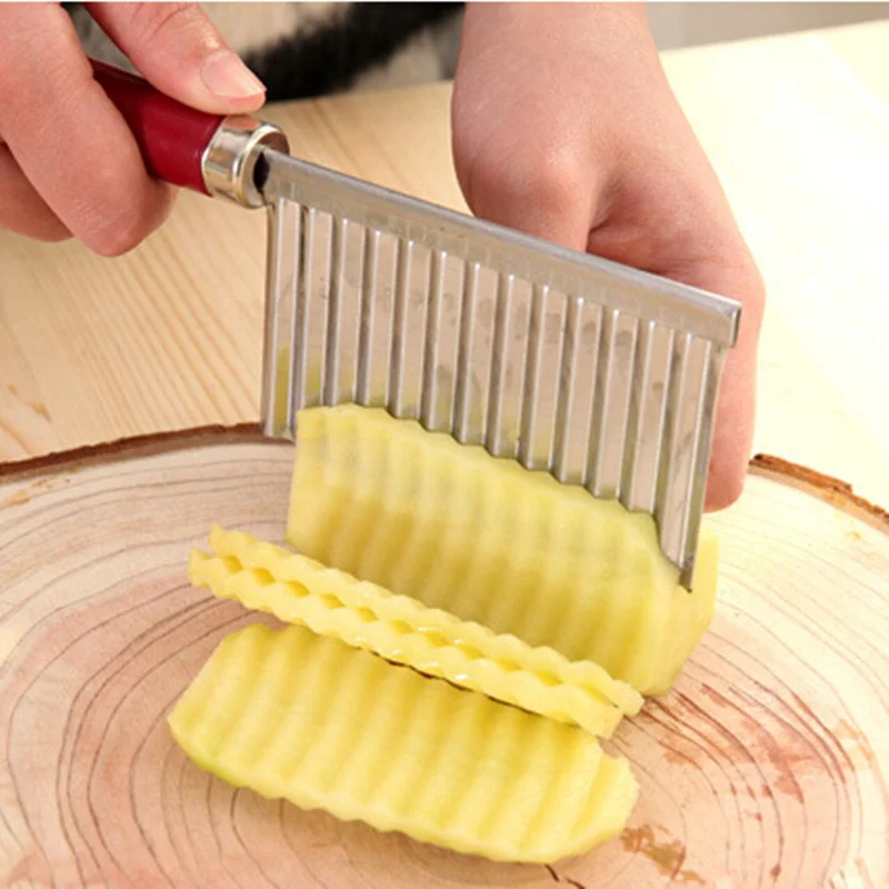 

Vegetable Cutter Stainless Steel Potato Wavy Edged Cutter Knife Gadget Vegetable Fruit Potato Cutter Peeler Cooking Tools