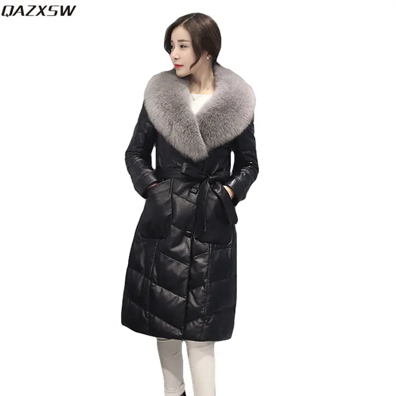 Long Leather Jacket Fur Collar Photos