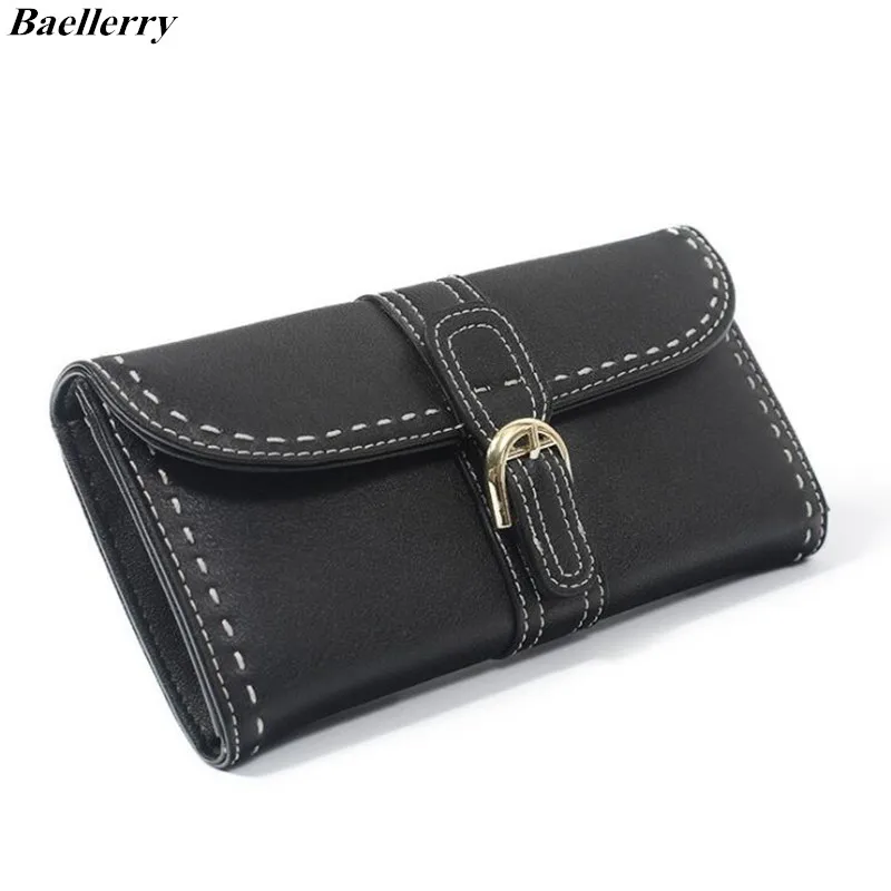 Baellerry Belt Buckle Wallet Women High Quality PU Leather Long Purse