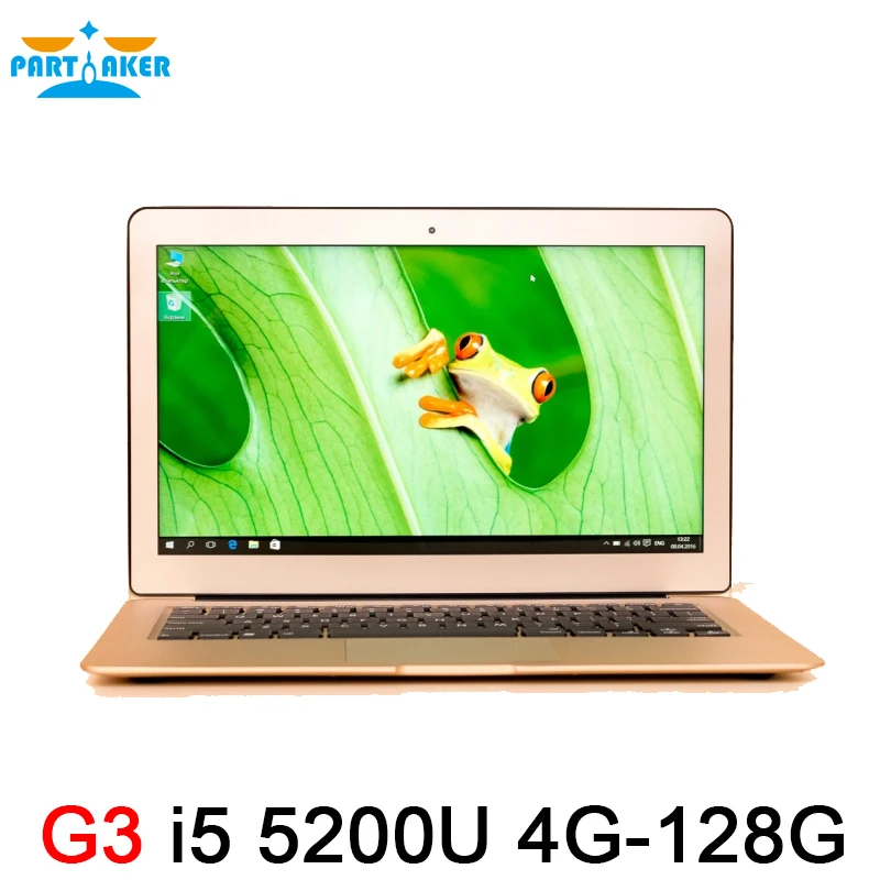 Aluminium Core I5 5200U laptop computer 4GB RAM 128GB SSD 13.3 inch 1920*1080 HD screen USB 3.0 HD 5500 graphics I5 computer