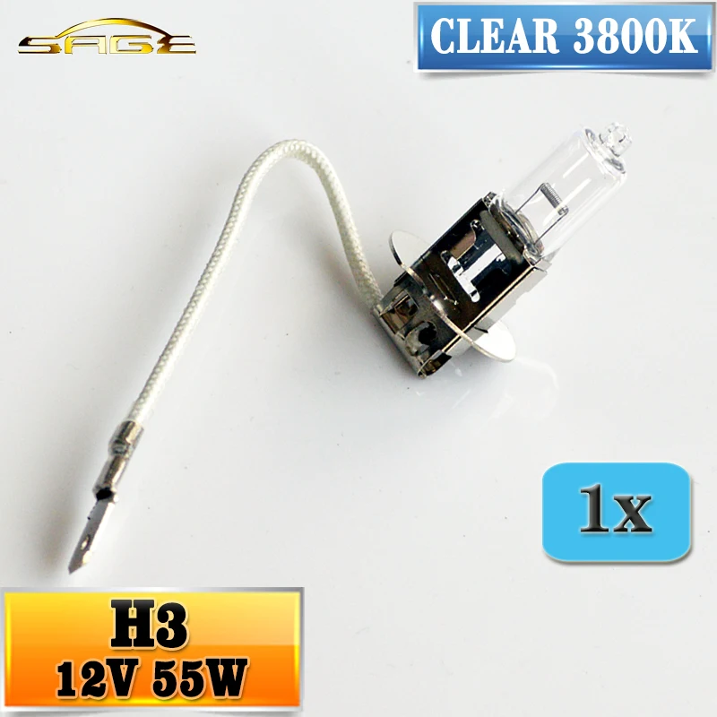 hippcron H3 Halogen Bulb 12V 55W / 100W Super White Clear Yellow ION Rainbow 2200Lm Car Headlight Lamp Quartz Glass car underglow