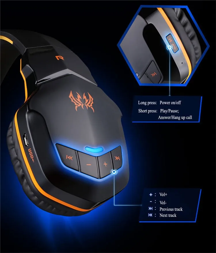 Wireless Bluetooth Stereo Gaming Headphones Headset EACH B3505 With Volume Control Microphone HiFi Build-in NFC Function (4)