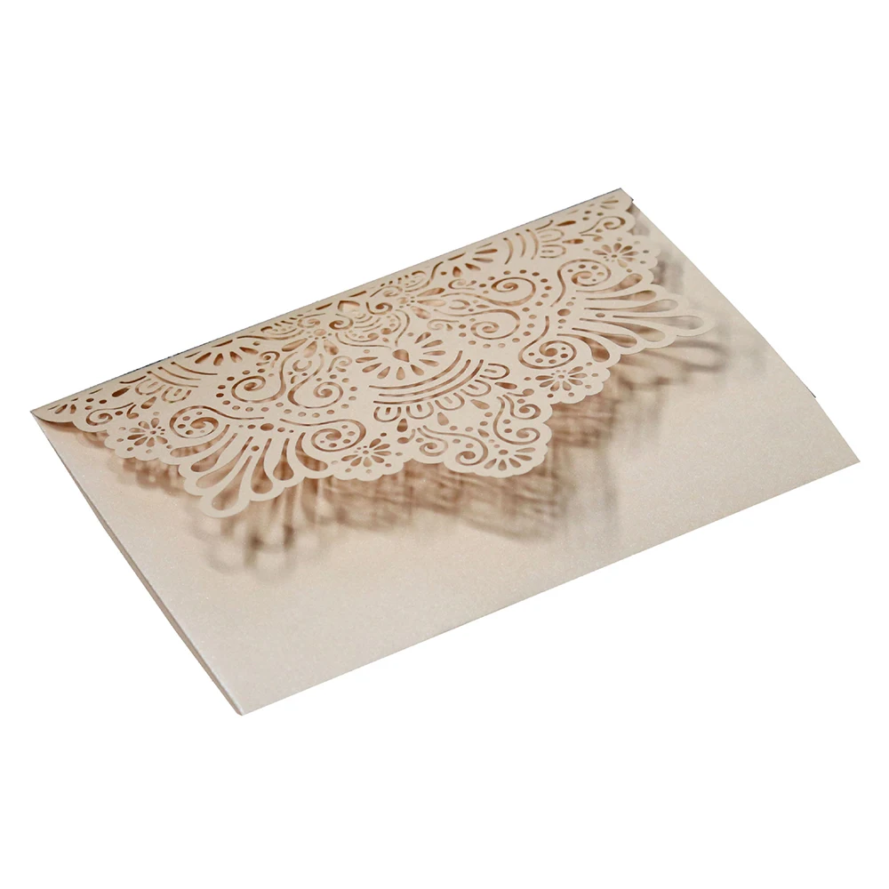  10pcs European Style Hollow Handmade Craft Paper Envelope Cover Laser Cut Greeting Card Wedding Inv - 32957392613