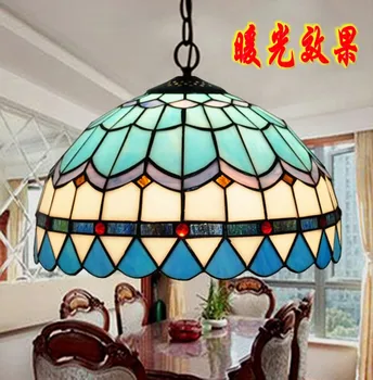 

Mediterranean style Crown Tiffany pendant light bedroom living room lamp restaurant E27 110-240V