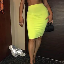 Безграничная детали с повышенной эластичностью хип-высокая талия, плотная цветная юбка