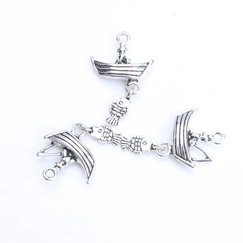 10pc/lot 30*7mm Boat fishing Charms Antique Silver Tone for lucky