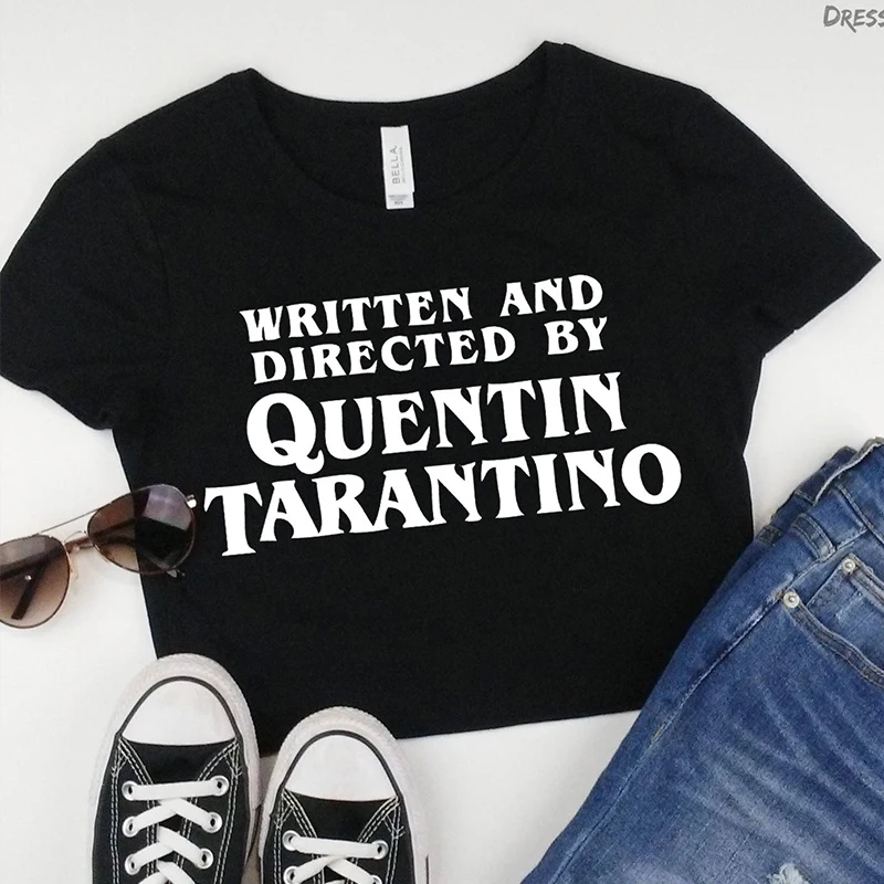

QUENTIN TARANTINO Women Crop Tops T-Shirts Women Short Sleeve Causal Letter Printed 2019 Summer Cool Fashion Tees Summer Tops
