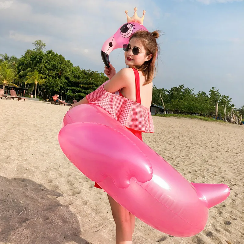 120 см гигантский надувной фламинго бассейна прозрачный ездить на павлин одежда заплыва кольцо для взрослых и детей воды для отдыха и