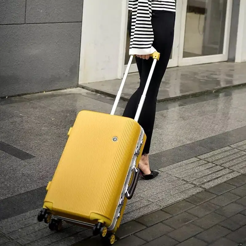 

Fashion trolley luggage universal wheel aluminum frame suitcase men women travel boarding hardside luggage rolling suitcase