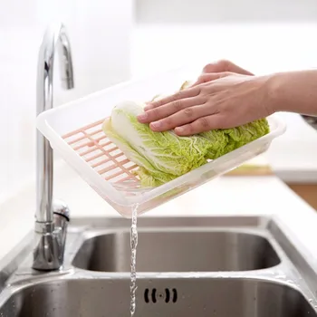 

Kitchen Drain Storage Box Seafood Vegetable Rectangular Plastic Refrigerator Sealed Collection Home Holder Container Organizer