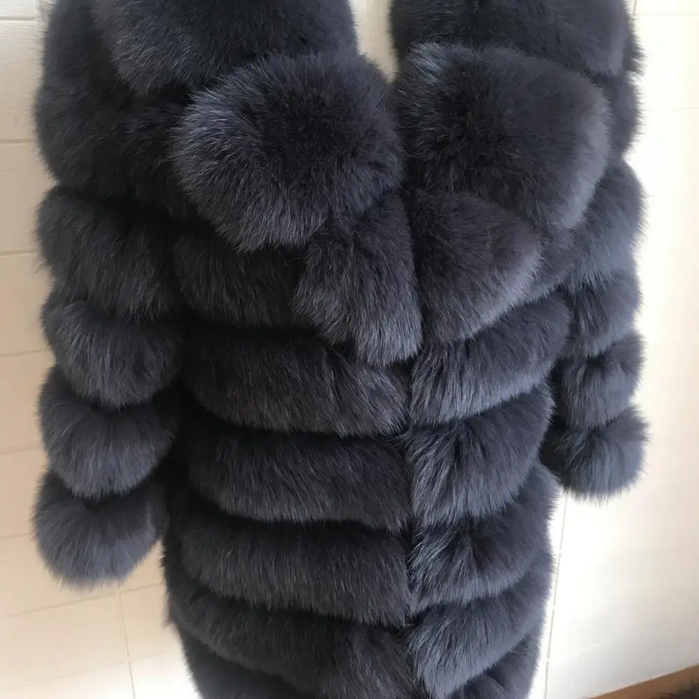 

70cm New Women Warm Real Fox Fur Coat Short Winter Fur Jacket Outerwear Natural Blue Fox Fur Coats for Women Hot Promotion