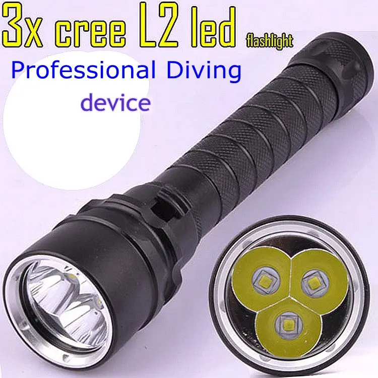 

2016 NEW 3 *CREE XML-l2 diving flashlight waterproof torch Underwater Diving Flashlight Light Lamp Waterproof Super T6 LED