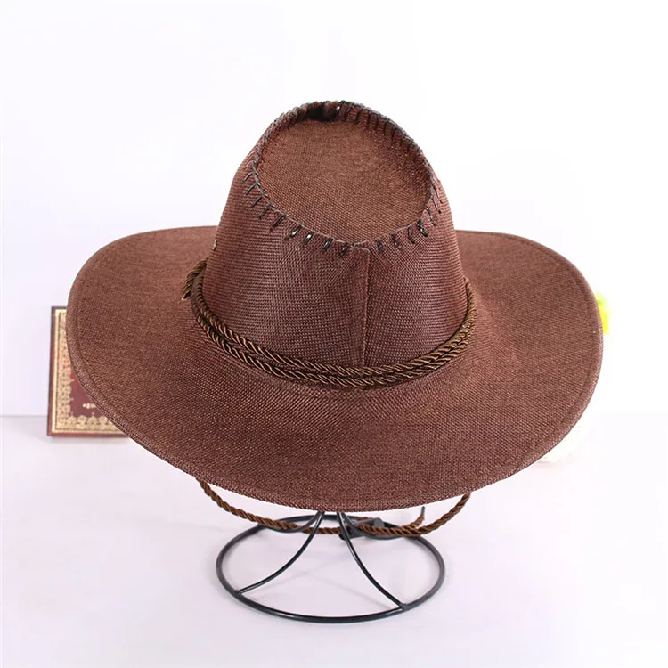 Hot Sale Western Cowboy Style Man Beach Tide Hat Sunscreen Hat Summer Outdoor Sunshade Straw Hat ACA45 (10)