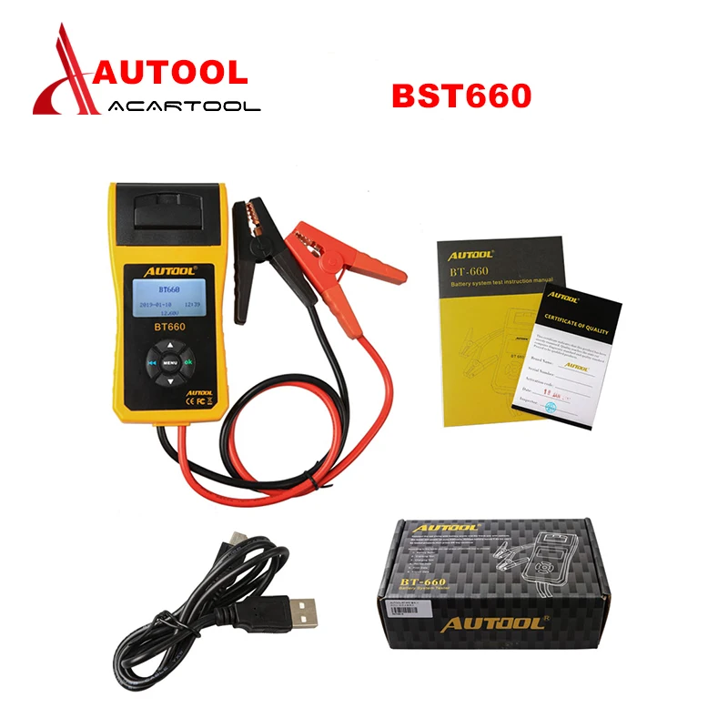 Тестер нагрузки на автомобильные аккумуляторы AUTOOL 12 В с принтером BT660|automotive battery