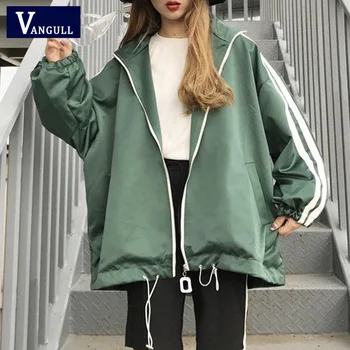 

Vangull Korean Streetwear Harajuku Green Jacket Oversized Pockets Women Jackets Loose BF Vintage Casual Big Coats Outwear 2019