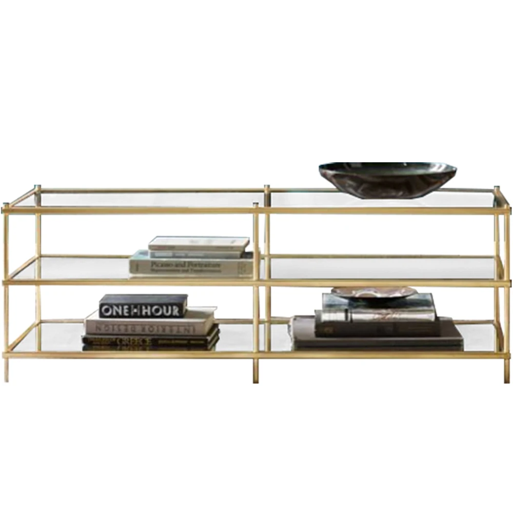 [InYard selected]1.2 meters, metallic gold silver, Nordic modern, simple line, glass stainless steel tea table