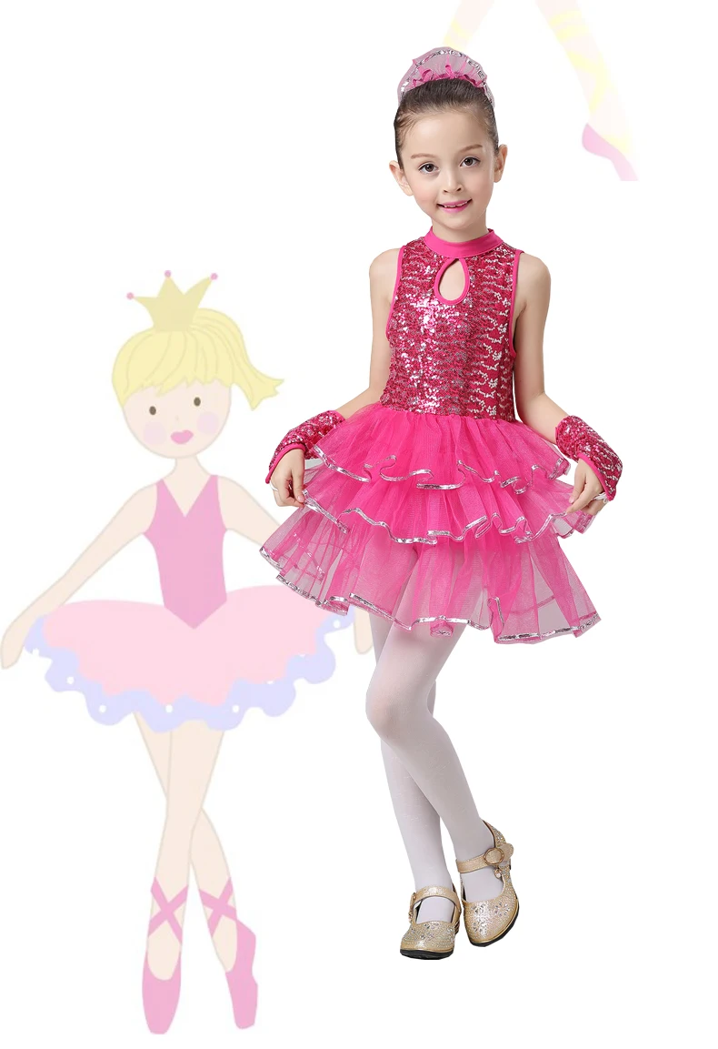 Girls Ballroom Dress For Children Girl Dance Clothing Kids Sequins Ballet Costumes For Girls Jazz Dance Girl Stage Dancewear