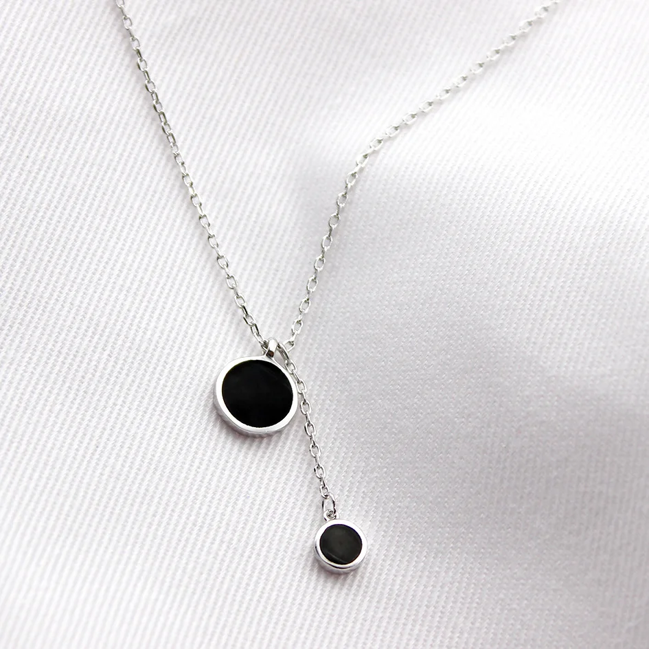 

2019 Trendy Charm 925 Sterling Silver Black Tassel Necklaces For Women Simple Long Statement Necklaces Girls Party Gift Colar
