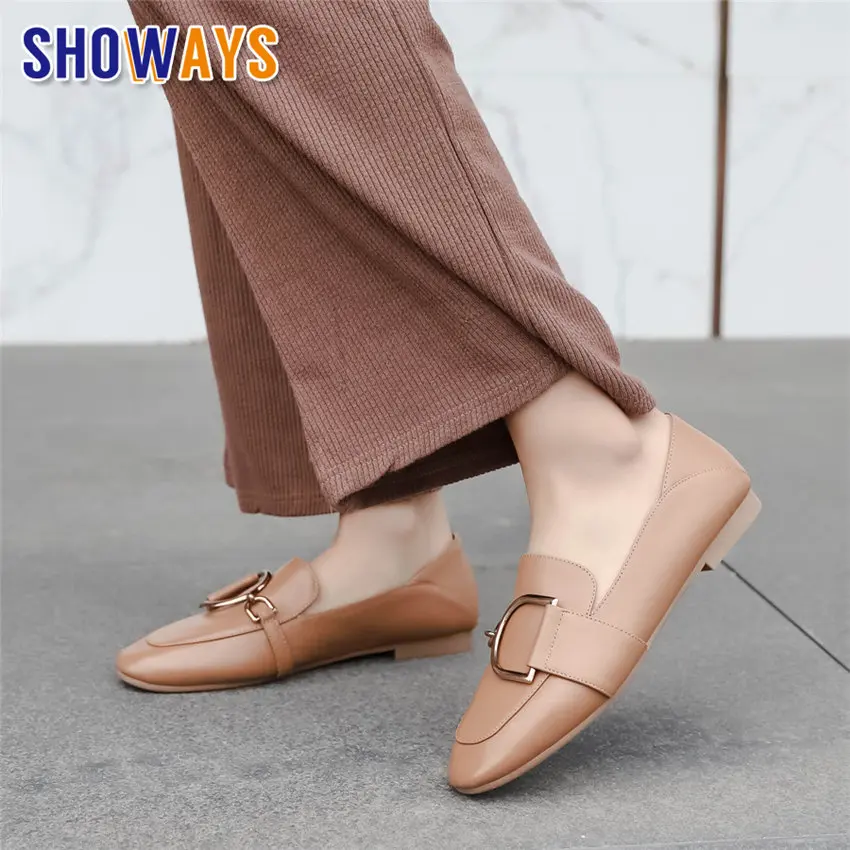 Acheter Printemps britannique femmes mocassins Beige noir doux PU cuir bout rond appartements décontracté bureau sans lacet chaîne conduite mocassins