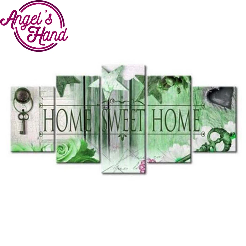 

5D DIY Full diy Square round 5pcs 5d Diamond Painting home Sweet Home Combination diamond Embroidery Mosaic Home Decor painting