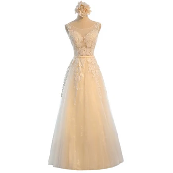 

Robe Mariage 2019 Scoop Neck Tulle Beach Wedding Dresses with Lace Appliques Floor Length Bride Dress Abiti Da Sposa
